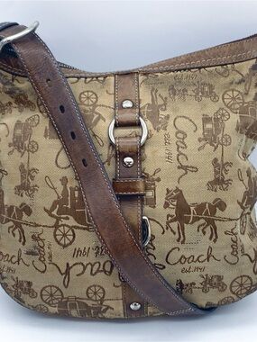 Vintage Coach Chelsea  Horse & Carriage Signature Canvas Messenger Bag